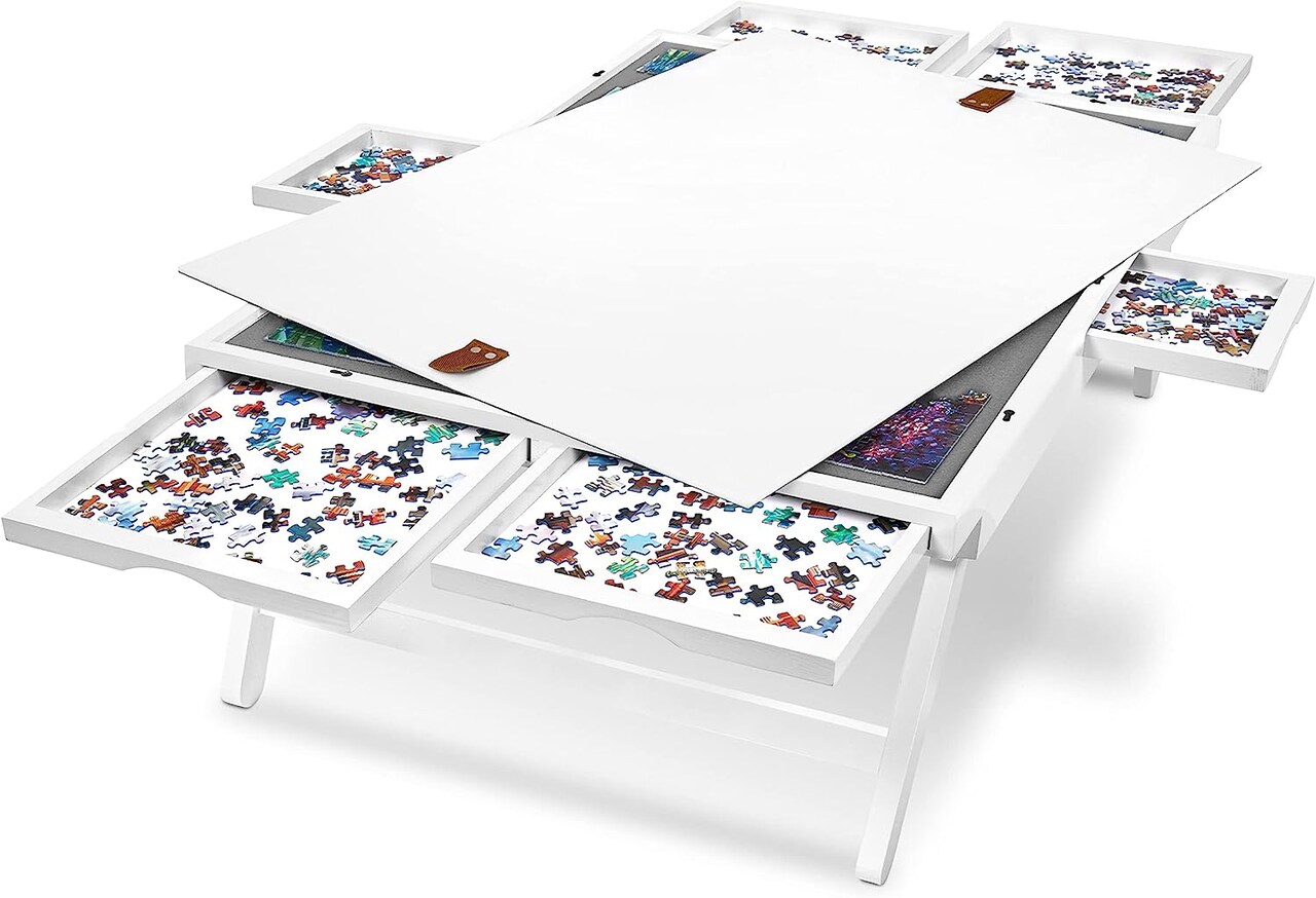 Jumbl 1000 Piece Puzzle Board, 23” x 31” Wooden Jigsaw Puzzle Table Board